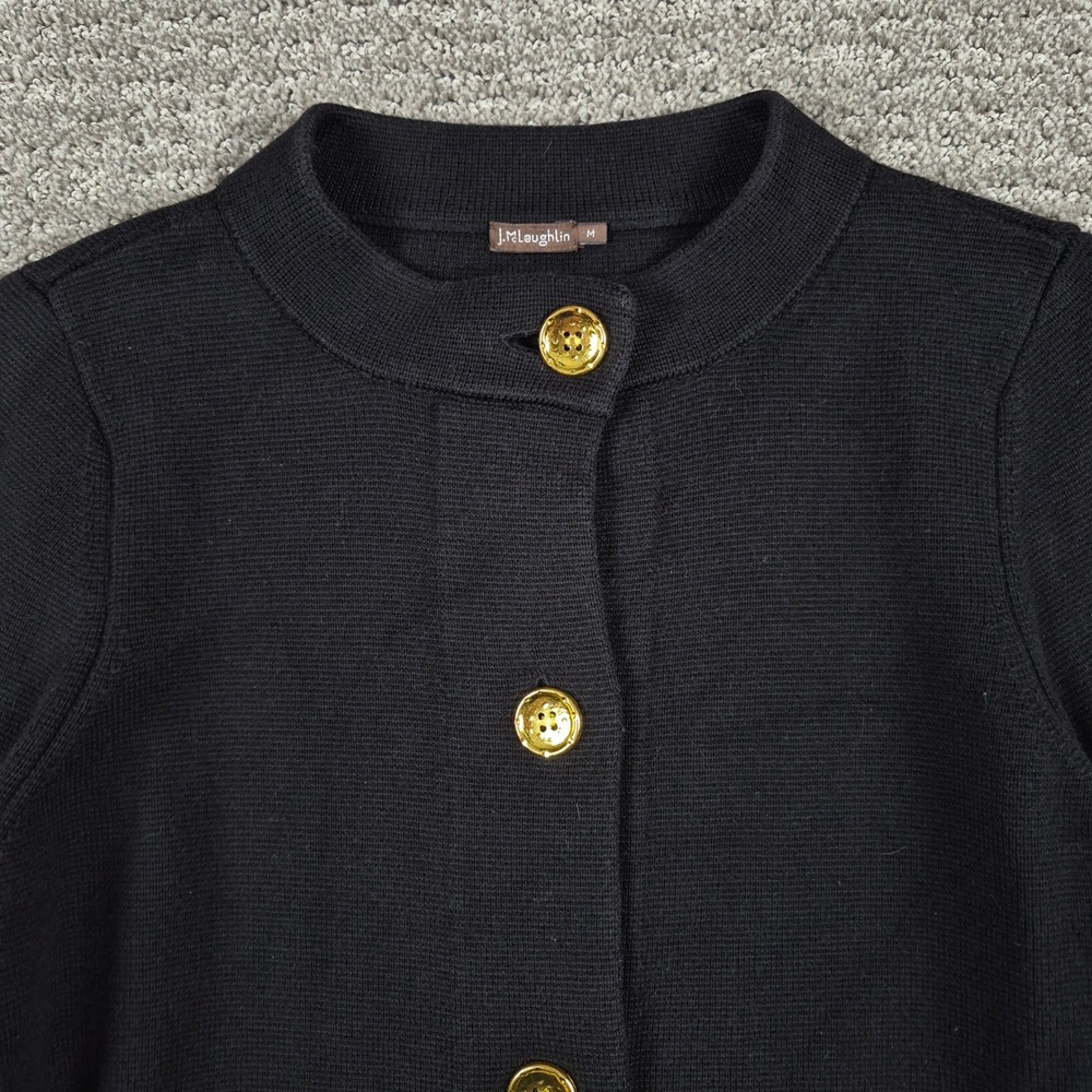 J McLaughlin Prima Crop Cardigan Sweater Jacket Womens M Black Cotton Modal - Picture 2 of 10
